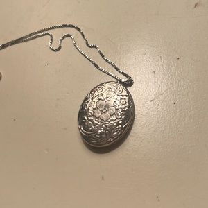 Sterling Silver Diamond Accent Flower Oval Locket